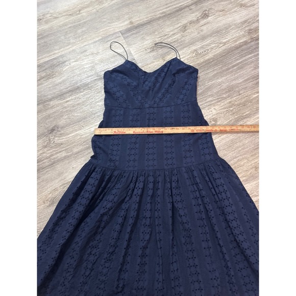 J. Crew Tiered Spaghetti-strap Midi Dress Size 16 Navy Blue Eyelet - Picture 7 of 10